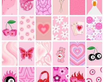 Rosa Wand-Collage: 106 Digitaldrucke für das Jugendzimmer!
