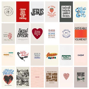 Kit de collage estético de 51 piezas de chicas cristianas del centro, estética Y2K, estética adolescente, pósteres de versículos bíblicos, decoración estética de habitación
