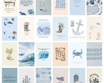 Christian Coastal Cowgirl Wall Collage Kit: Bible Verse Prints (Digital Download 4x6in