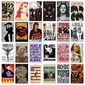155 PCS Vintage Posters Wall Collage Prints Music Vintage Wall Posters Retro Poster Room Wall Decor Vintage Wall Collage Kit, Music Poster