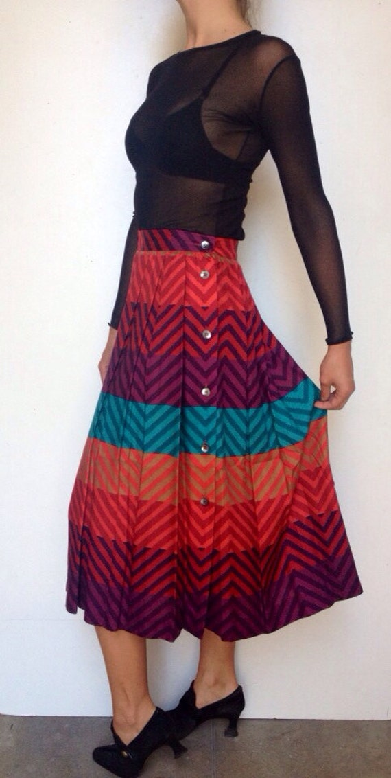 Vintage 80's // Rainbow Chevron // High Waist Yuppie Chic - Etsy