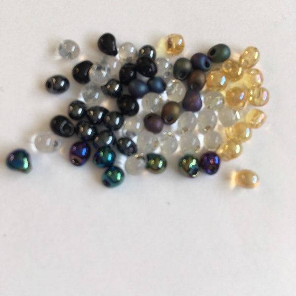 Miyuki 3.4mm Glass Drop Beads available in several colours sold in 9g bottles