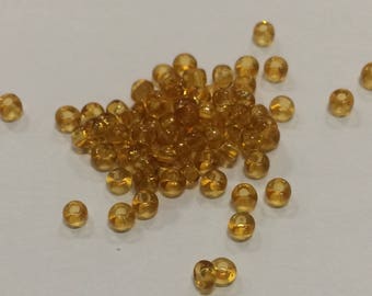 Size 8 Miyuki Seed Bead Transparent Light Topaz 15g