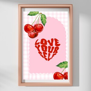 Impresión de arte de pared "Ámate a ti mismo" / Póster minimalista de amor propio / Cita motivacional imprimible / Decoración tipográfica moderna estética