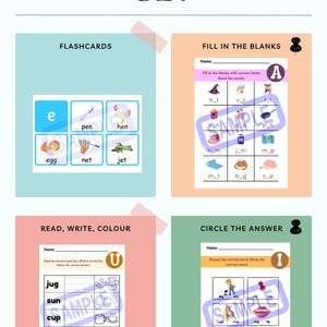 Feuille d'exercices sur la phonétique + jeu de cartes mémoire | Premières lectures imprimable | Apprendre le son des lettres | Ressource pour l'école à la maison et la classe