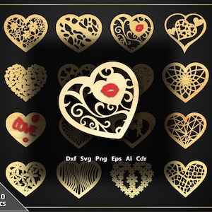 20 Valentine Hearts SVG Bundle | Laser Cut Files, Cricut, Glowforge, DIY Wedding & Holiday Decor, Dxf Png