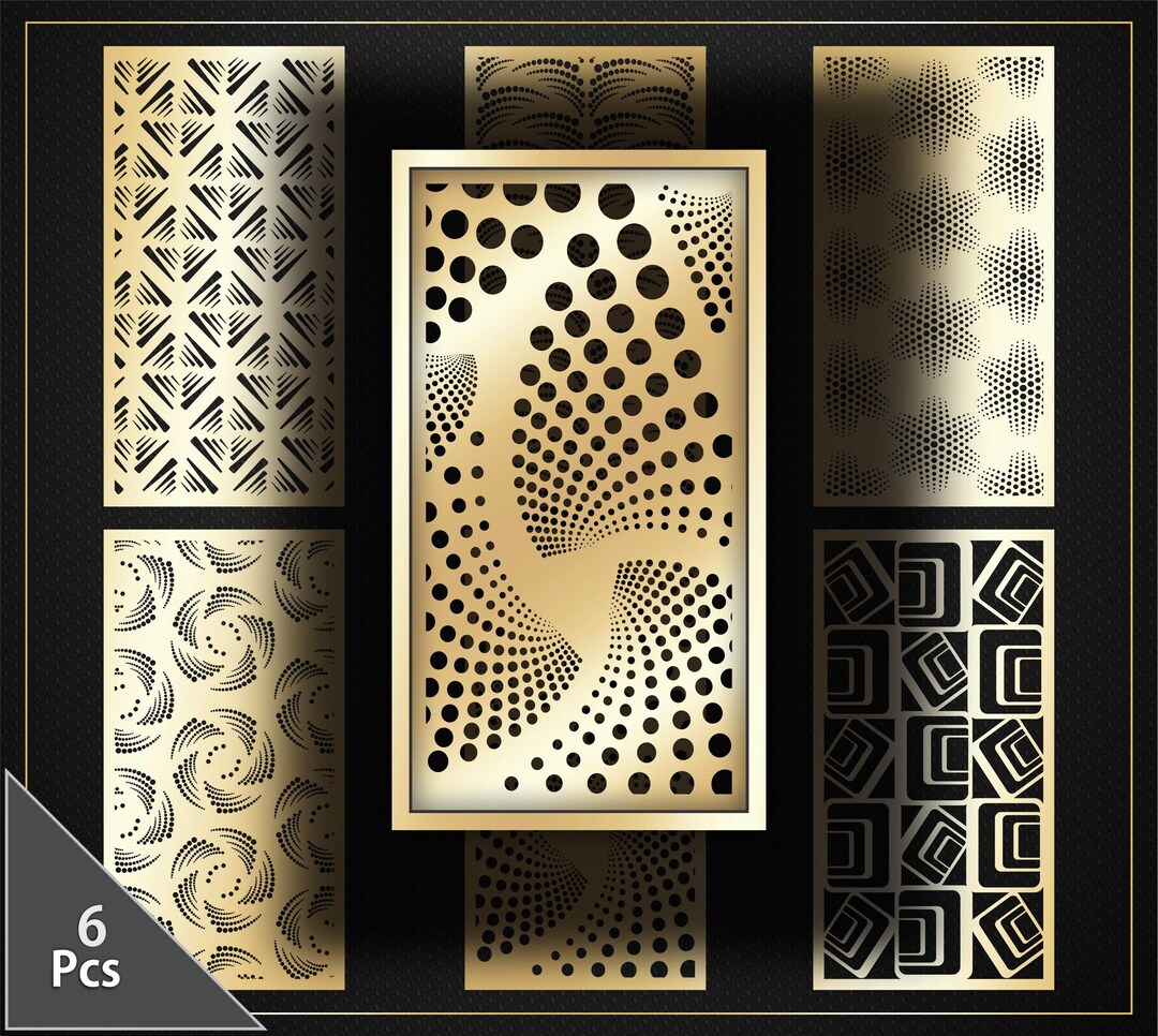 6 Modern Decorative Panels SVG DXF | Laser Cut CNC Screens for Metal ...