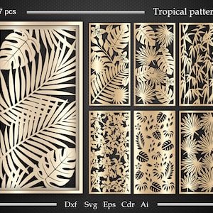 Tropical Laser Cut Panel SVG | Botanical DXF for CNC Cutting | Decorative Room Divider & Wall Screen | Garden Fence Metal Art