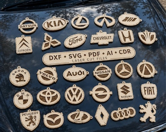 Car Logo Keychain SVG Bundle, Laser Cut & Engraving DXF Files