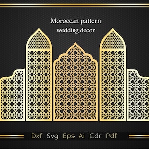 Arabisch-Marokkaans trouwboogpaneel | Laser- en CNC-gesneden bestanden | SVG DXF-sjabloon
