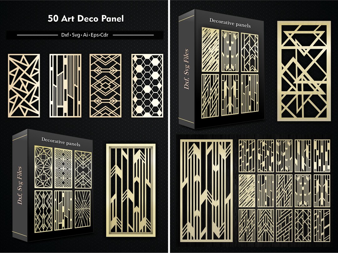 Art Deco Laser Cut Panels | Geometric Screen Designs (digital Download ...