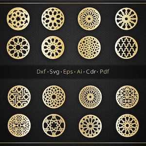Islamski geometryczny okrągły wzór SVG | Marokański plik do cięcia laserowego CNC | dxf | Svg | Cdr | Ai |