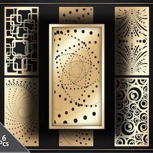 6 Abstract Futuristic Decorative CNC Panels | Metal Wall Art, Gates, Fences, Room Divider | Dxf Svg Png Laser Cut Files