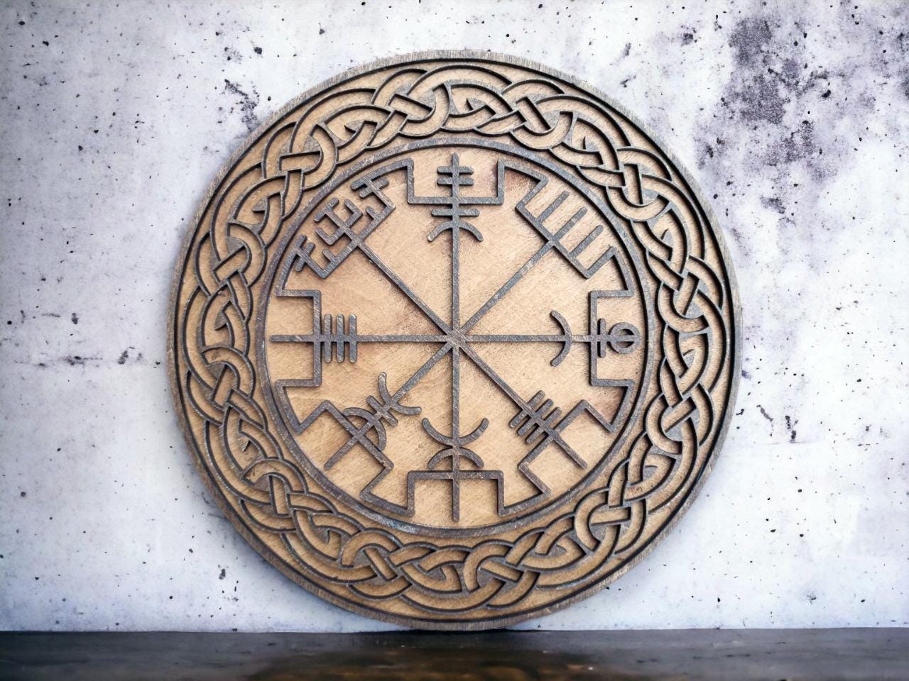 Viking Vegvisir Compass Wall Art | Norse Layered Laser Cut Engraving File | Runic Pathfinder | Instant Digital Download AI SVG DXF