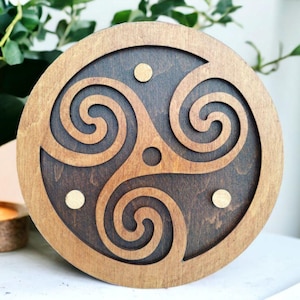 Celtic Triskelion SVG File | Triple Spiral Laser Cut Mandala | Round Wood Art for Glowforge & CNC | Spiritual Wall Decor Digital Download