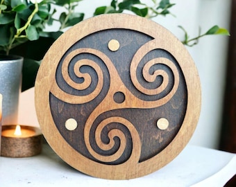 Celtic Triskelion SVG File | Triple Spiral Laser Cut Mandala | Round Wood Art for Glowforge & CNC | Spiritual Wall Decor Digital Download