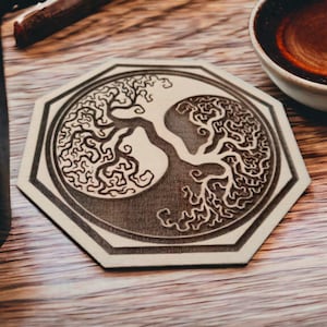 Yin Yang levensboom SVG | Lasergesneden en gegraveerd bestand | Digitale download | Glowforge, CNC | Wanddecoratie Heilige balans | Boommandalabestand