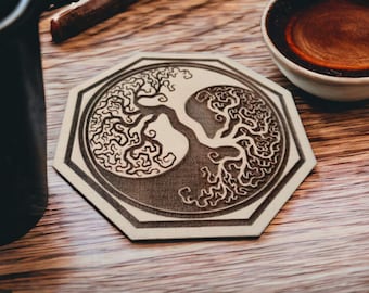 Yin Yang Tree of Life SVG | Laser Cut & Engraving File | Digital Download | Glowforge, CNC | Sacred Balance Wall Decor | Tree Mandala File