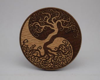 Tree of Life Yin Yang Laser Cut and Engraving SVG File | Glowforge & CNC | Sacred Balance Decor | Instant Download | Sacred Geometry Decor