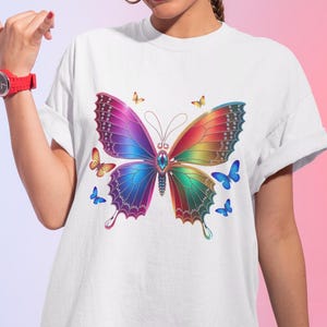 Butterfly Shirt for Nature Lovers, Colorful Butterfly Tee, Gift for Insect Enthusiasts, Rainbow Butterfly T-Shirt, Nature Lover Tee