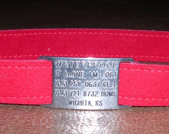 Collar con placa de identificación personalizada Ultrasuede® para galgos