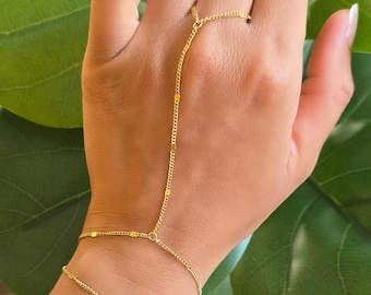 Dainty 18k gold plated hand chain, finger chain minimalist hand chain, gift for her