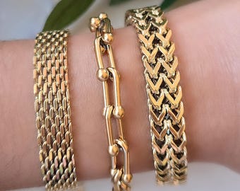 Chain link bracelet, chunky 18k gold plated chain bracelets, adjustable  statement bracelet, gift for her