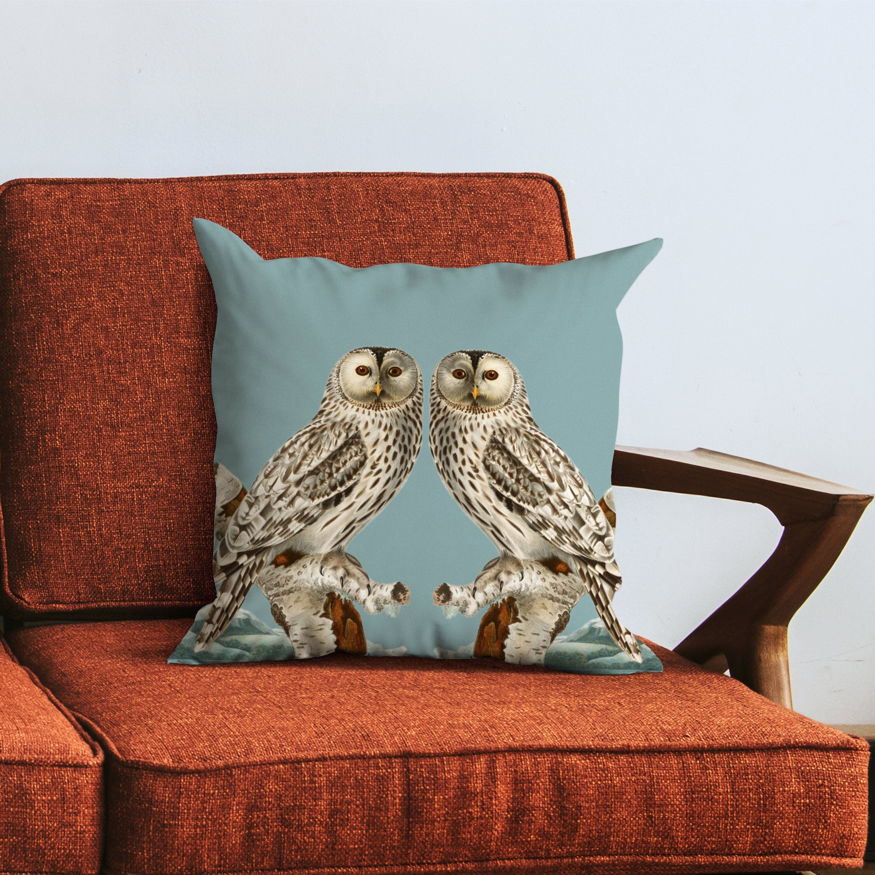 Parliament of Owls cushion. Vintage Owl print cushion. Bird pillow. Soft faux suede fabric.