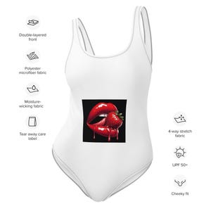 One-Piece Swimsuit strawberry lips