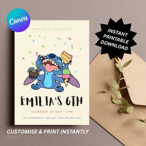 Modelo de convite de aniversário editável com tema de alienígena azul | Download instantâneo | Convite para festa de aniversário infantil | Festa espacial para imprimir
