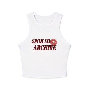 Spoiled Archive Damen Micro Rib Racer Tank Top - Elegantes Crop Top, Sommermode, lässiges Outfit, Partykleidung, Geschenk für Sie