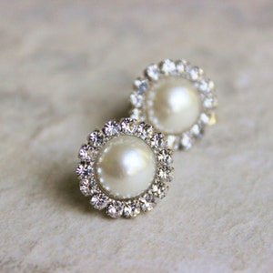 Pearl Earrings, Bridesmaid Earrings, Ivory Pearl Earrings, Wedding Jewelry, Studs, Earrings for Bridesmaids Gift, Silver, Gold, White