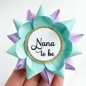 Gender Neutral Baby Shower Decorations, Boy or Girl Baby Shower Pins, Mommy to Be Gift, Pregnancy Reveal Pin, Aqua and Lavender image 2