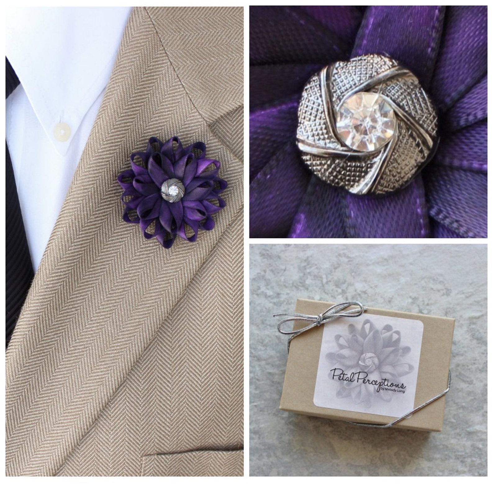 Lapel Flower for Men Mens Lapel Flower Purple Lapel Flower Etsy