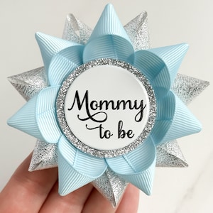Blue and Silver Baby Shower Pins, Boy Baby Shower, Baby Boy Shower Ideas, Baby Shower Decor, Mommy to be Gift, Light Blue and Silver