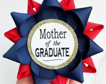 Graduation Party Decorations Mother of the Graduate Pin, Parents of Graduate Gift, Graduation Gifts, Grad Party Decor, Navy and Red