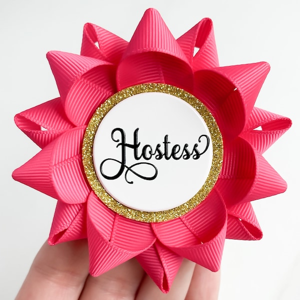Hostess Gift, Baby Shower Hostess Pin, Hostess Gift Ideas, Custom Name Tags for Special Event, Personalized Name Badge for Hostess, Hot Pink