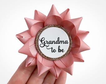 Grandma to Be Pin, Personalized Baby Shower Corsage, Dusty Rose Decorations
