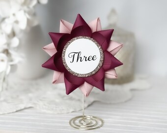 Custom Color Floral Table Numbers Signs | Wedding Reception Decor