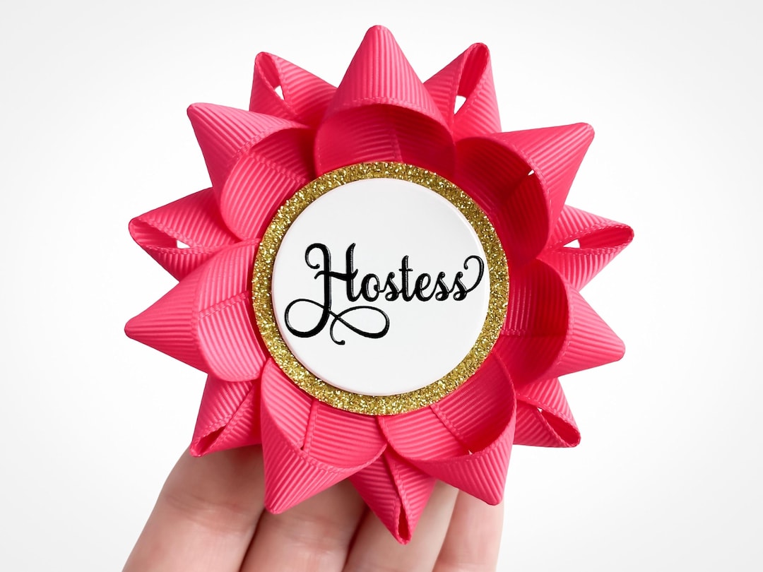 Personalized Hostess Corsage Pin, Baby Shower Favor, Hot Pink Ribbon - Etsy