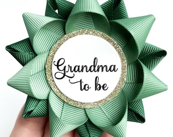 Evergreen Baby Shower Decorations Grandma to be Pin, Greenery Baby Shower Decor, Custom Name Pin, Green and Gold Baby Party, Sage and Forest