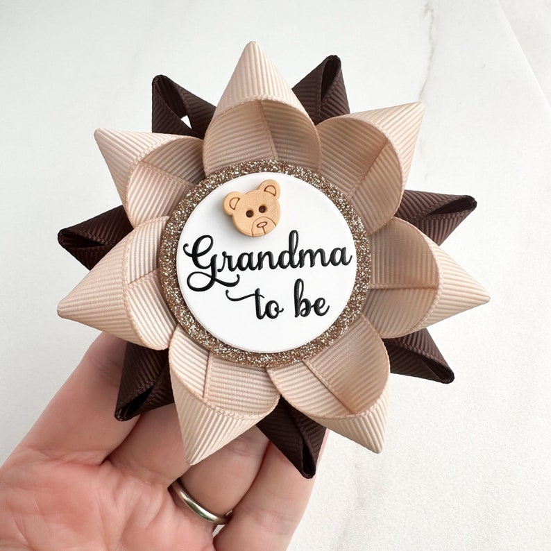 Teddy Bear Baby Shower Decorations, Teddybear Theme Baby Shower Pins, Custom Party Pins, Bears Theme, Tan and Brown with Teddy Bear image 2