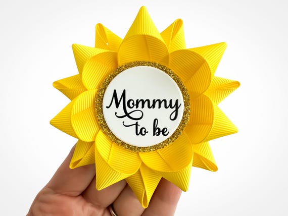 Yellow Baby Shower Decorations Mommy to be Pin, Summer Baby Shower Favors, Gender Neutral Sun Decor, Bright Yellow