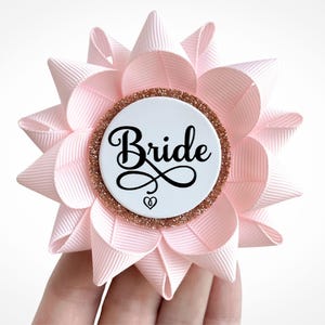 Pink Bride Pin, Custom Bride Gift, Bride to be Gift for Wedding Shower, Bride Corsage for Bridal Shower, Pale Pink