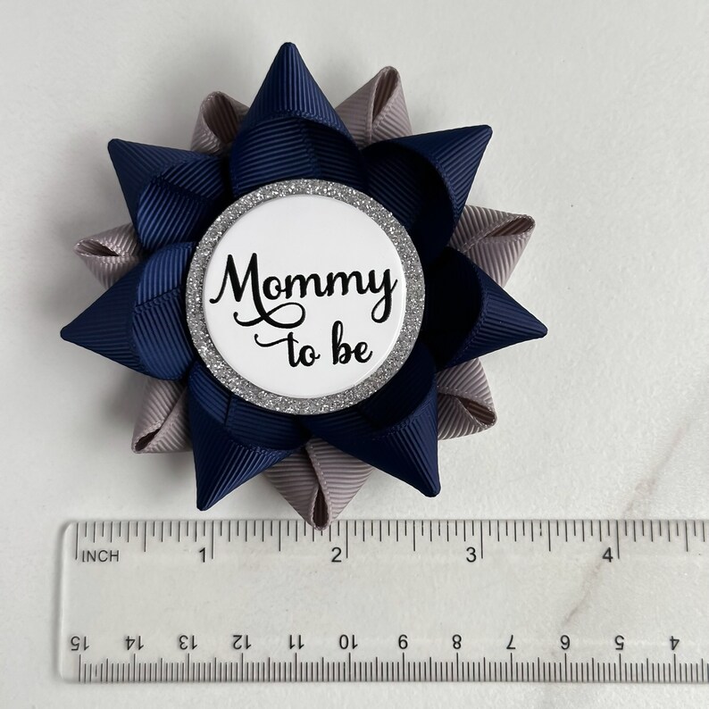 Boy Baby Shower Mommy to be Pin Gift in Navy and Gray, New Mommy Gift, New Mom Gift, Grandma Gift, Custom Baby Shower Favors, Navy and Gray image 6