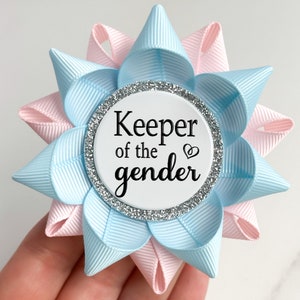 Gender Keeper Pin, Keeper of the Gender Pin, Pink and Blue Gender Reveal Party Decorations, Light Blue and Pale Pink