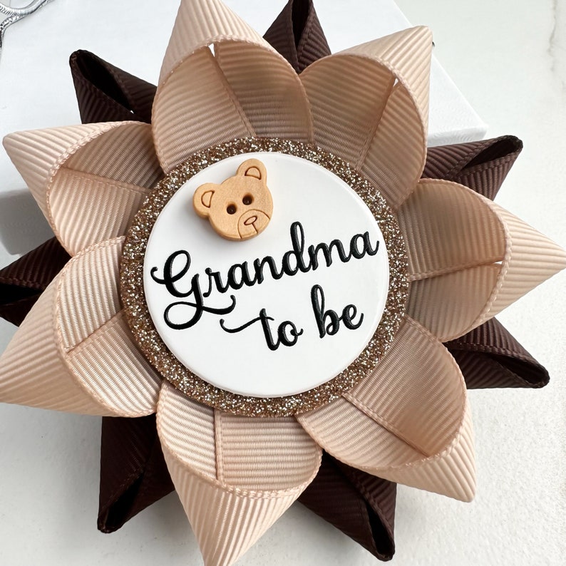 Teddy Bear Baby Shower Decorations, Teddybear Theme Baby Shower Pins, Custom Party Pins, Bears Theme, Tan and Brown with Teddy Bear image 4