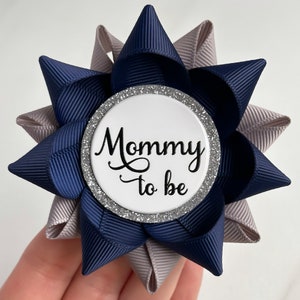 Boy Baby Shower Mommy to be Pin Gift in Navy and Gray, New Mommy Gift, New Mom Gift, Grandma Gift, Custom Baby Shower Favors, Navy and Gray image 1
