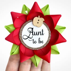 Apple Baby Shower Favors for Guests in Apple of My Eye Theme, Custom Keepsake Pin Gifts for Guests in Red and Apple Green with Wood Apple