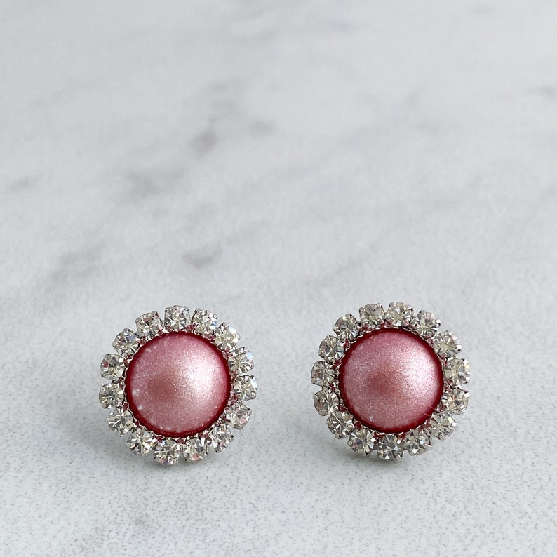 Vintage Pink Bridesmaid Jewelry Pierced or Clip On Earrings Vintage Pink Earrings Studs Made in USA Earrings Hypoallergenic Earrings